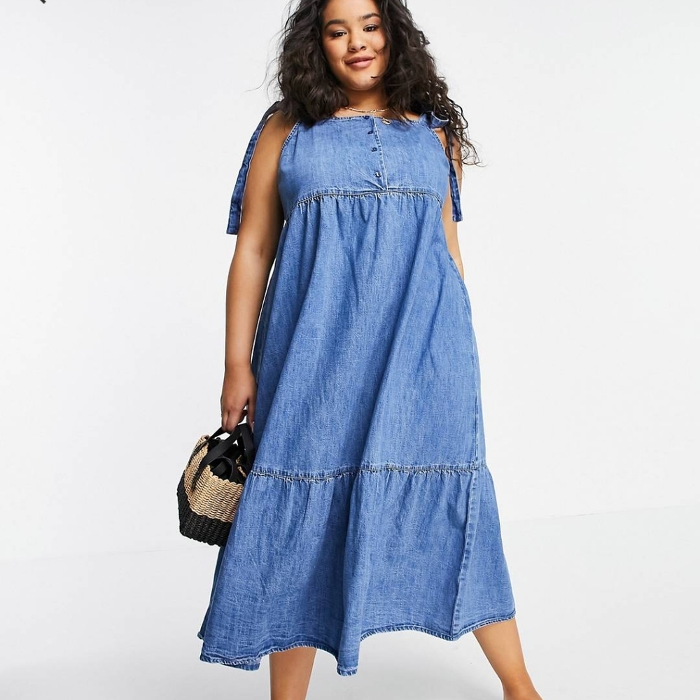 Blue Denim Sleeveless Maxi Dress